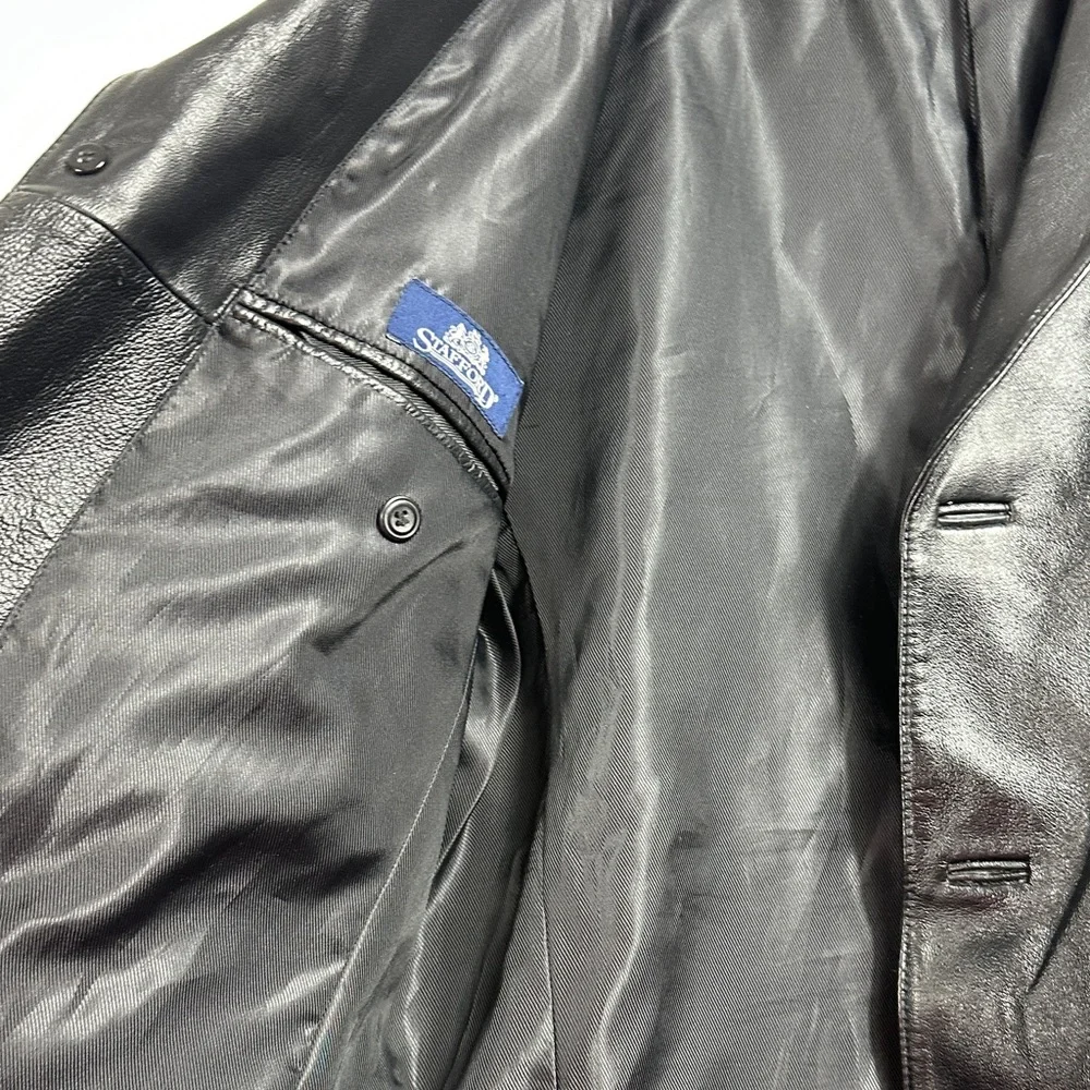 Stafford Executive Black Genuine Leather Men's Blazer Jacket RN93677 Sz‎ M